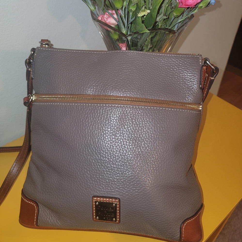 Dooney & Bourke gray pebble leather crossbody bag